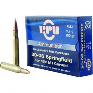 PPU Rifle Ammunition .30-06 Sprg 150 gr FMJ 1990 fps 20/ct
