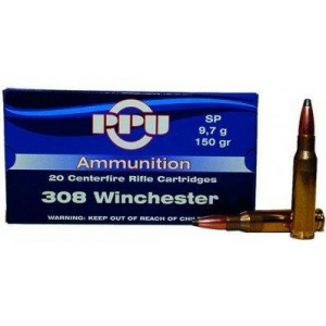 PPU Rifle Ammunition .308 Win 150 gr SP 2820 fps 20/ct