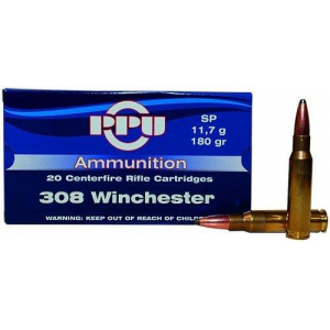 PPU Rifle Ammunition .308 Win 180 gr SP 2454 fps 20/ct