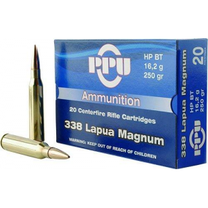 PPU Rifle Ammunition .338 Lapua Magnum 250 gr HPBT 2953 fps 10/ct