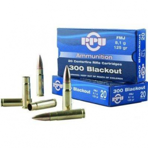PPU Standard Rifle Ammunition .300 AAC Blackout 125 gr FMJ 1340 fps 20/ct