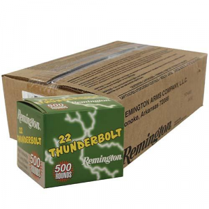 Remington .22 Thunderbolt Rimfire Ammunition .22 LR 40 gr RN 5000/case