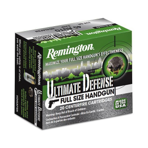 Remington Ultimate Defense Full Sized Handgun Ammunition .45 ACP 185 gr JHP 1015 fps 20/ct