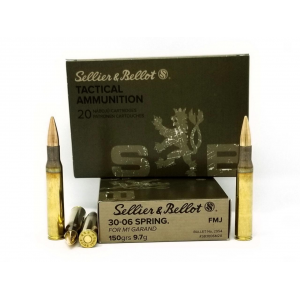 Sellier & Bellot M1 Garand Rifle Ammunition .30-06 Sprg. 150gr FMJ 2700 fps 20/ct