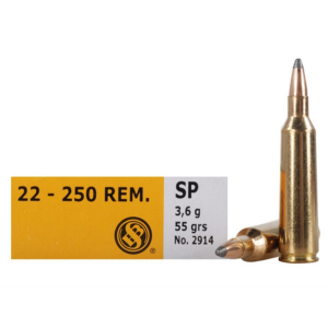 Sellier & Bellot Rifle Ammunition .22-250 Rem 55 gr SP - 20/box