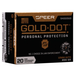 Speer Gold Dot Handgun Ammunition 10mm Auto 200 gr HP 1100 fps 20/ct