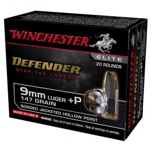 Winchester Defender Bonded Handgun 9mm Luger (+P) 147 gr JHP 20/ct