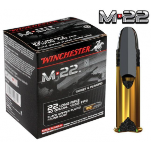 Winchester M-22 Rimfire Rifle Ammunition .22 LR 40 gr RN 1000/box