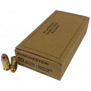 Winchester Military Service Grade Handgun Ammunition .45 ACP 230 gr FMJ 865 fps 500/case