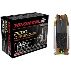 Winchester PDX1 Defender Handgun Ammunition .380 ACP 95 gr PDX1 1000 fps 20/box