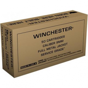 Winchester Service Grade Handgun Ammunition 9mm Luger 115 gr FMJ 500/ct