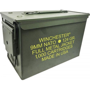 Winchester Service Grade Handgun Ammunition 9mm Luger 124 gr FMJ 1000/ct 1140fps