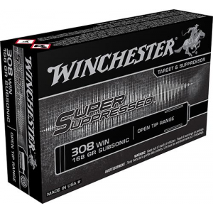 Winchester Super Supressed Rifle Ammunition .308 Win 180 gr OTR 1060 fps 20/ct