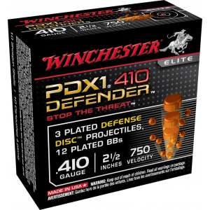 Winchester Supreme Elite PDX1 Personal Defense Shotgun Ammunition .410 ga 2 1/2" 3 disc, 12 plts Slug 750 fps 10/ct