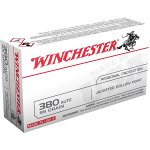Winchester USA Handgun Ammunition .380 ACP 95 gr JHP 50/box
