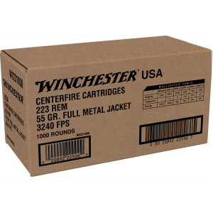 Winchester USA Lake City Rifle Ammunition .223 Rem 55gr FMJ 3240 fps 1000/ct (Bulk)