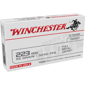 Winchester USA Lake City Rifle Ammunition .223 Rem 55gr FMJ 3240 fps 1000/ct (Case)