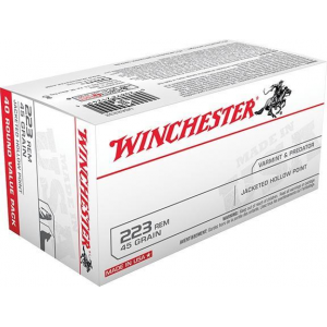 Winchester USA Rifle Ammunition .223 Rem 45 gr JHP 3600 fps - 40/box