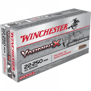 Winchester Varmint X Rifle Ammunition .22-250 Rem 55 gr Poly Tip 3680 fps - 20/box
