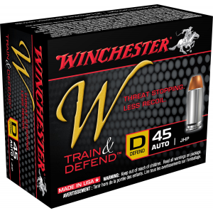 Winchester W Train & Defend Handgun Ammunition 45 ACP 230gr JHP 20/box