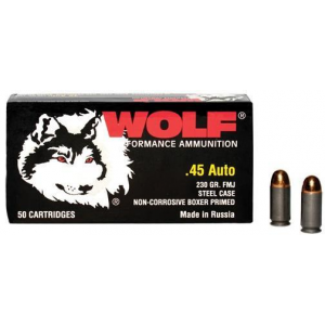 Wolf Polyformance Handgun Ammunition .45 ACP 230 gr FMJ 850 fps 50/box