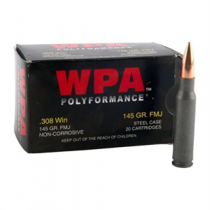 Wolf WPA Polyformance Rifle Ammunition .308 Win 145 gr FMJ - 20/box