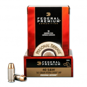FEDERAL Premium Personal Defense 40 S&W 165 Grain Hydra-Shok JHP Ammo, 20 Round Box (P40HS3)