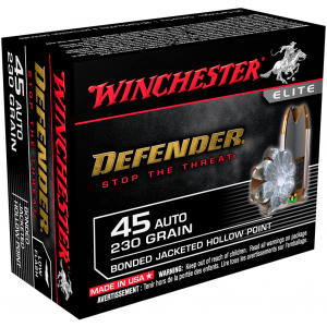 WINCHESTER PDX1 Defender 45 ACP 230Gr Hollow Point 20rd Box Bullets (S45PDB)