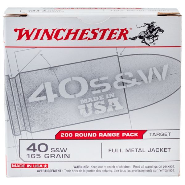 Winchester USA Handgun Ammo - 9mm Luger - 115 Grain - FMJ - 200 Rounds