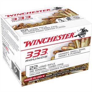 Winchester Usa Whitebox Ammo 22 Long Rifle 36gr Copper Plated Hollow Point - 22 Long Rifle 36gr Copper Plated Hollow Point 333/Box