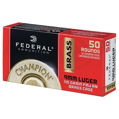Federal Champion Training 9mm Luger Ammo - 9mm Luger 115gr Full Metal Jacket 50/Box