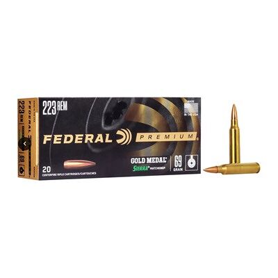 Federal Gold Medal Match Ammo 223 Remington 69gr Hpbt - 223 Remington 69gr Matchking Hpbt 20/Box