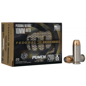Federal Personal Defense Punch Handgun Ammunition 10mm Auto 200gr JHP 1100 fps 20/ct