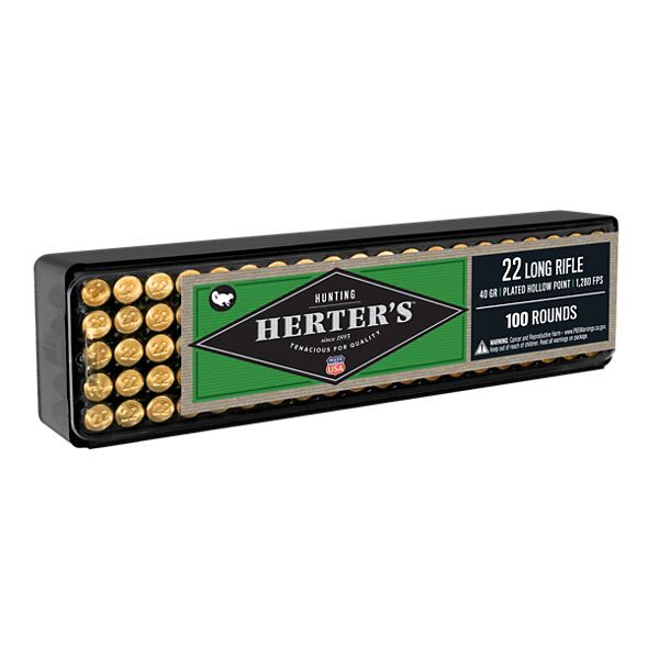 Herter's Rimfire Ammo - .22 Long Rifle - Copper Plated HP - 100 Rounds