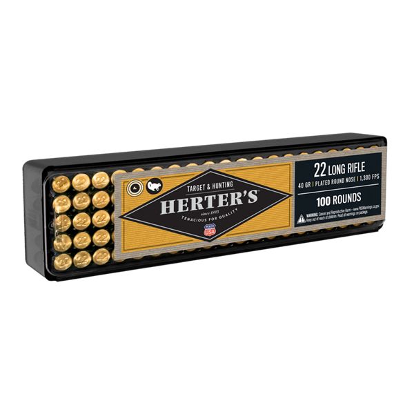 Herter's Rimfire Ammo - .22 Long Rifle - Copper Plated Round Nose - 100 Rounds