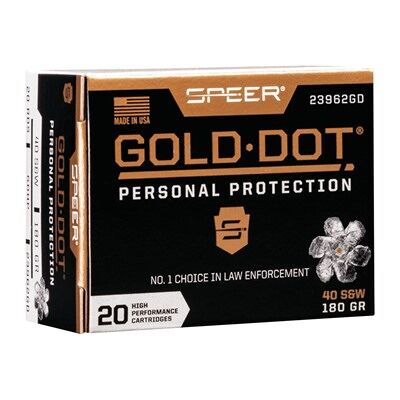Speer Gold Dot Personal Protection 40 S&W Ammo - 40 S&W 180gr Gold Dot Hollow Point 20/Box