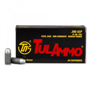 TulAmmo Handgun Ammunition .380 ACP 91 gr FMJ 1010 fps 50/box
