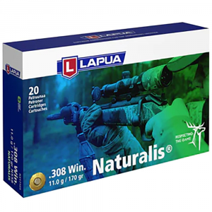 Lapua Naturalis Solid Rifle Ammo 308 Winchester 170gr 2625fps 20/ct