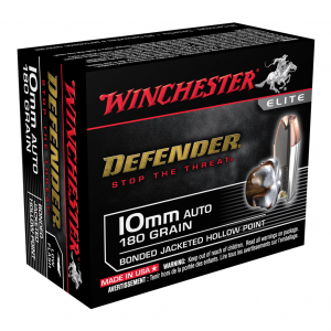 WINCHESTER Defender 10mm Auto 180Gr Bonded JHP 20rd Box Ammo (S10MMPDB)