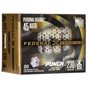 Federal Personal Defense Punch Handgun Ammuntion .45 ACP 230 gr JHP 890 fps 20/ct