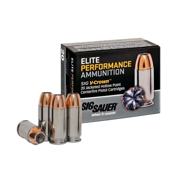 Sig Sauer Elite Performance V-Crown Handgun Ammo - .45 ACP - 200 Grain - 20 Rounds