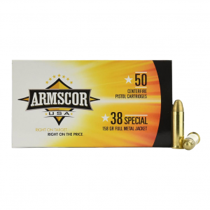 ARMSCOR 38 Special 158 Grain FMJ 50rd Box Pistol Ammo (FAC38-17N)