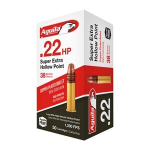 Aguila Super Extra High Velocity 22 Long Rifle Rimfire Ammo - 22 Lr 38gr Copper Plated Hollow Point 50/Box