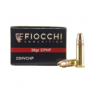 FIOCCHI 22 LR 38 Grain Copper Plated Hollow Point Ammo, 50 Round Box (22FHVCHP)