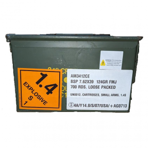 Century Arms BSP Steel Case Corrosive Rifle Ammunition 7.62x39 124gr FMJ 700/ct (Ammo Can)