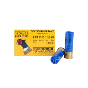 FIOCCHI Golden Pheasant 16 Gauge 2.75in #6 Ammo, 25 Round Box (16GP6)