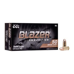 Cci Blazer Brass 9mm Luger Ammo - 9mm Luger 124gr Full Metal Jacket Round Nose 50/Box