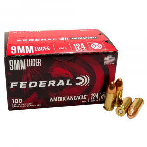 Federal Handgun Ammo 9mm Luger 124 gr FMJ 1150 fps 100/rd