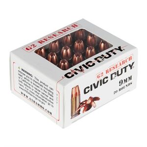 G2 Research G2r Civic Duty 9mm Luger Ammo - 9mm Luger 94gr Hollow Point 20/Box