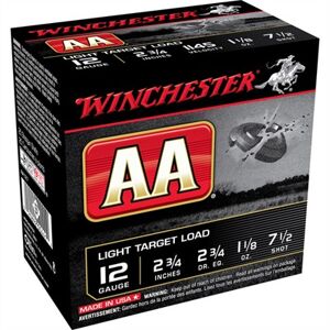 Winchester Aa Light Target Ammo 12 Gauge 2-3/4" 1-1/8 Oz #7.5 Shot - 12 Gauge 2-3/4" 1-1/8 Oz #7.5 Shot 25/Box